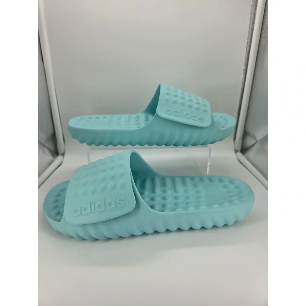 Adidas Adissage TND Cloudfoam Slides Light Blue Massage Sandals M 11 W 12 Teal
